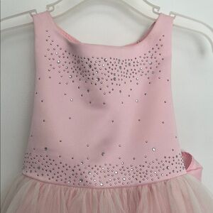 Girls Pink Special Occasion Dress with Rhinestone Details
